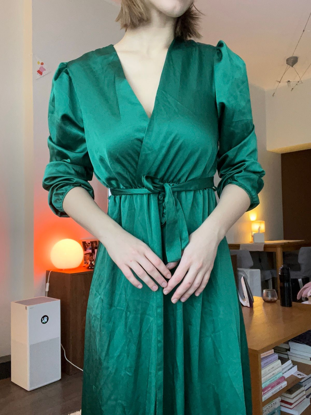 Green wrap dress