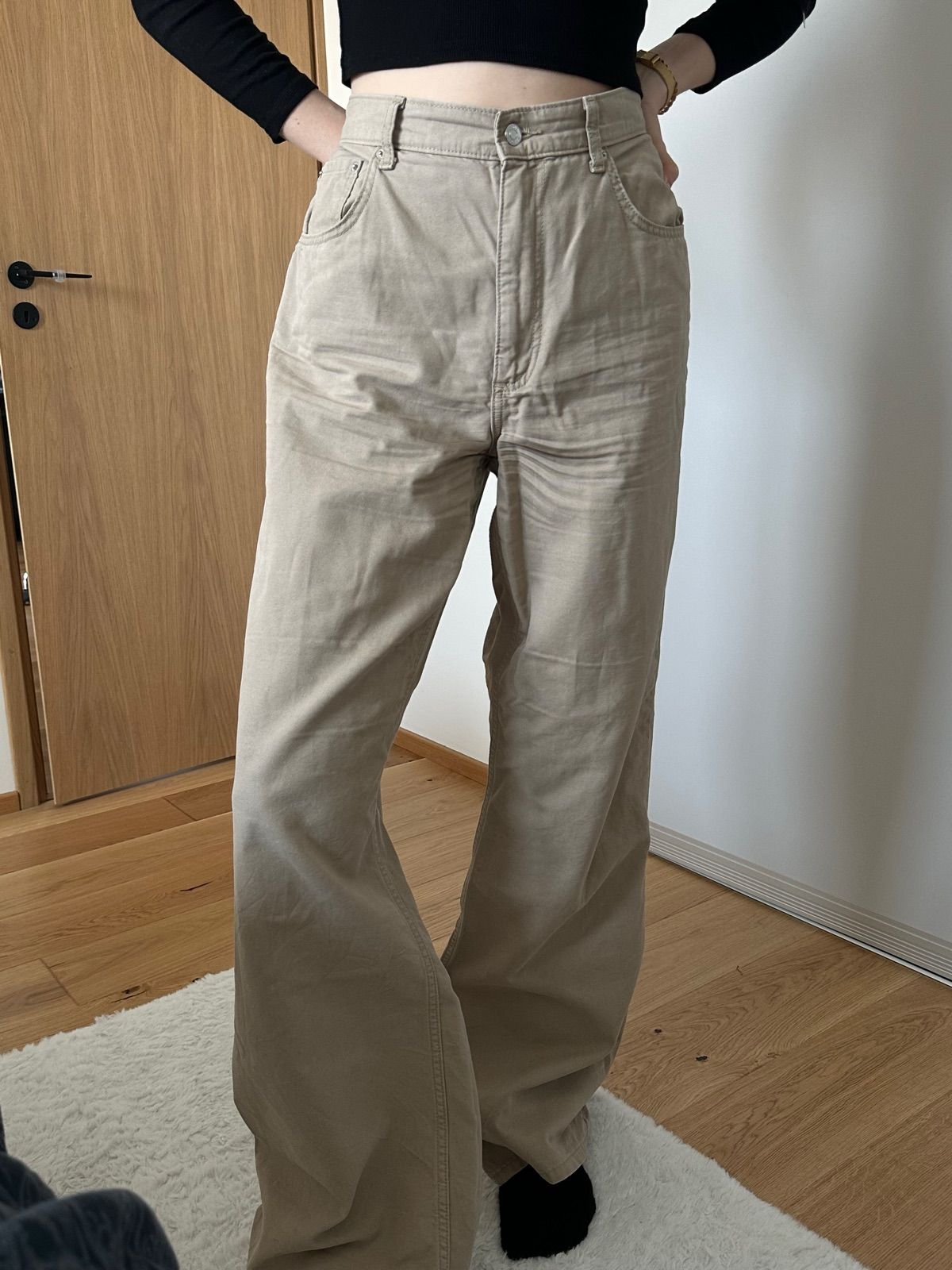 Beige wide leg pants