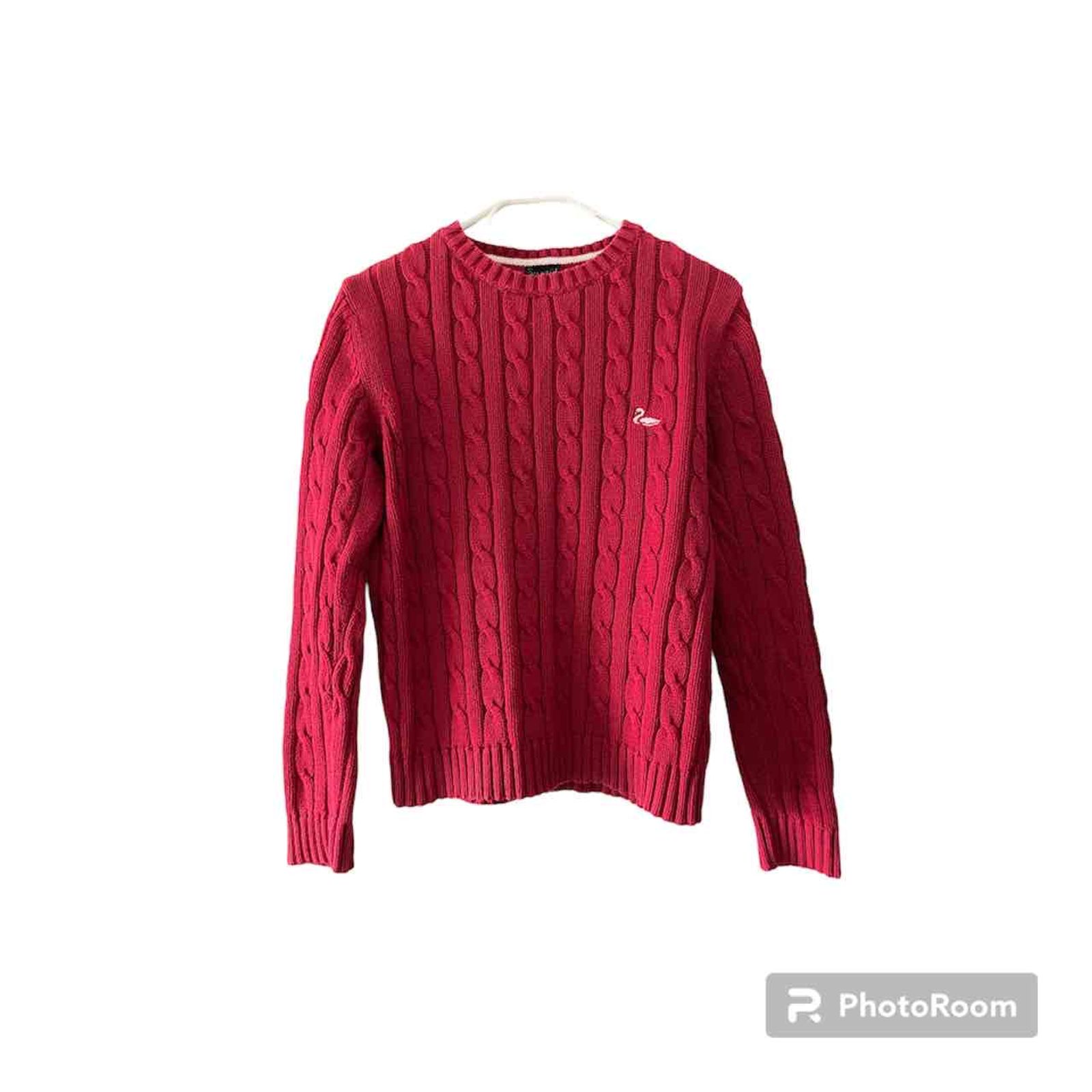 Red cable knit sweater