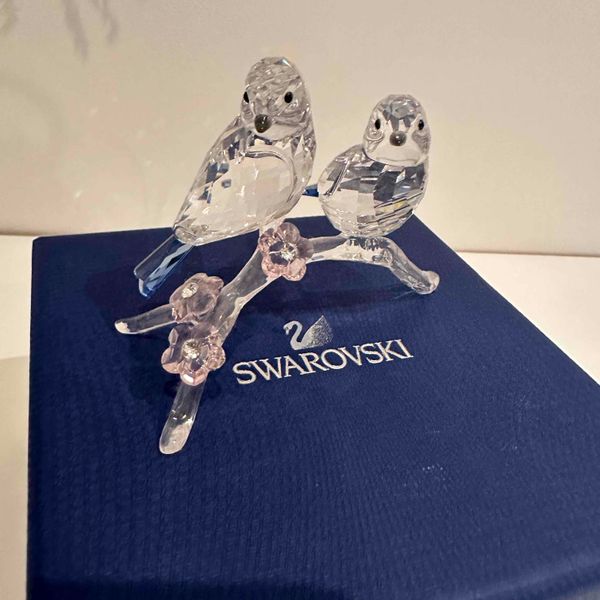 Swarovski Blue Tit Birds Couple Crystal Figurine