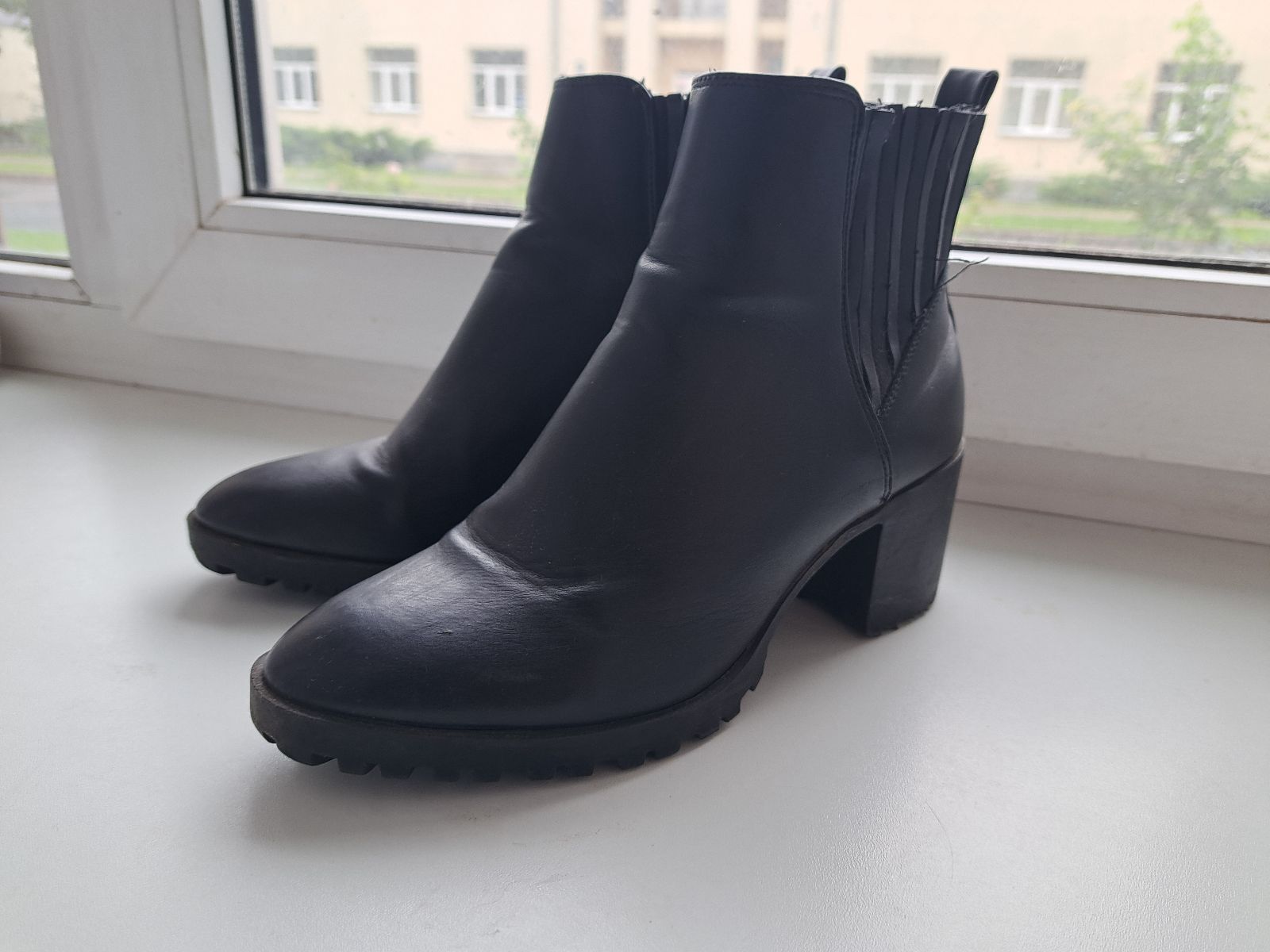 Black leather ankle boots