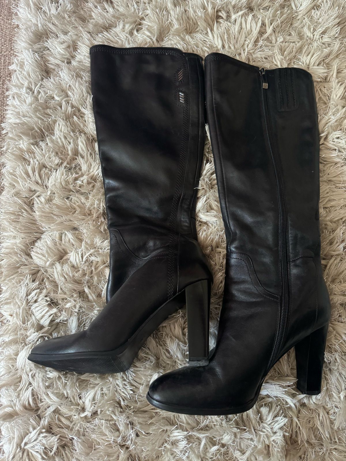 Leather high heel boots