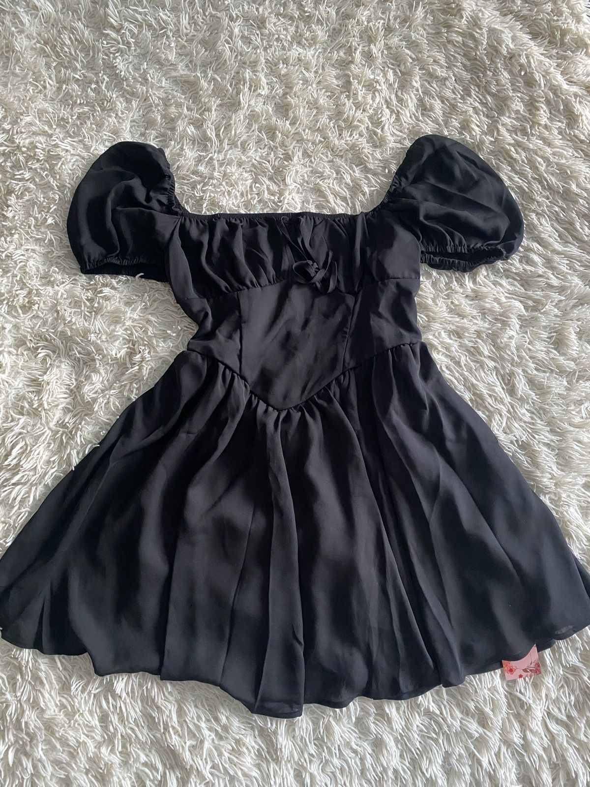 Black puff sleeve dress