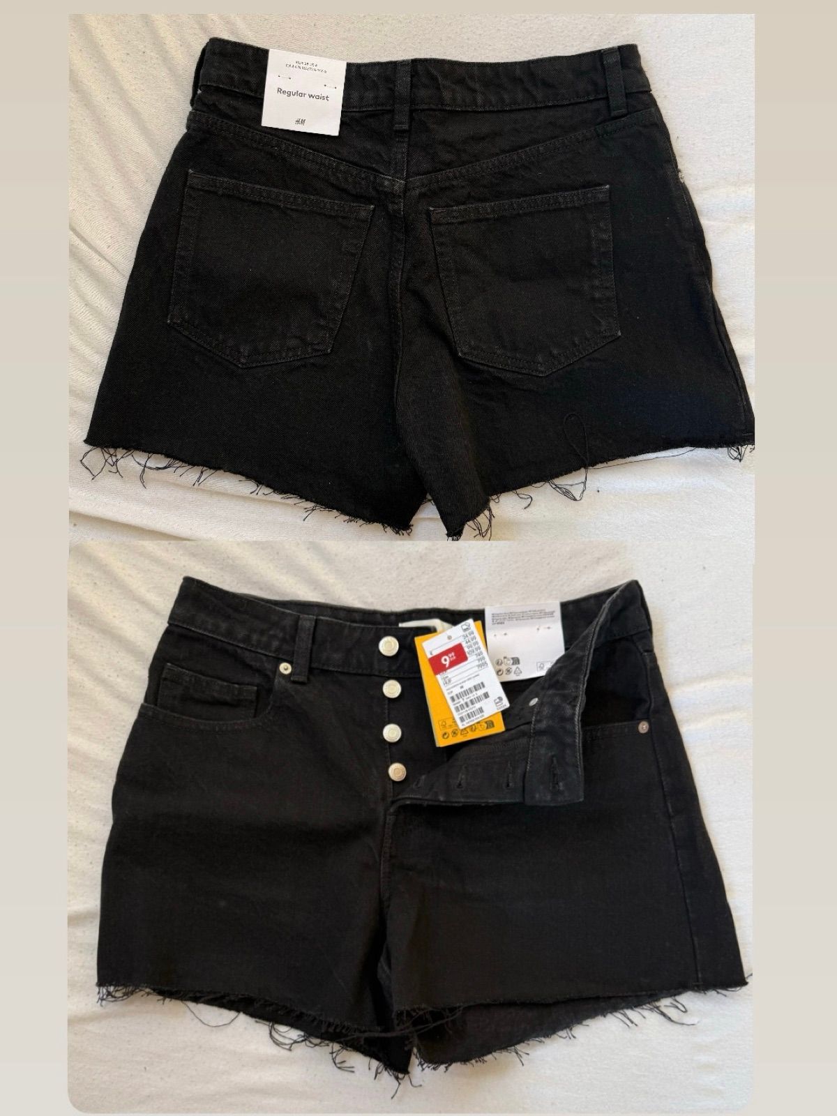 Black denim shorts