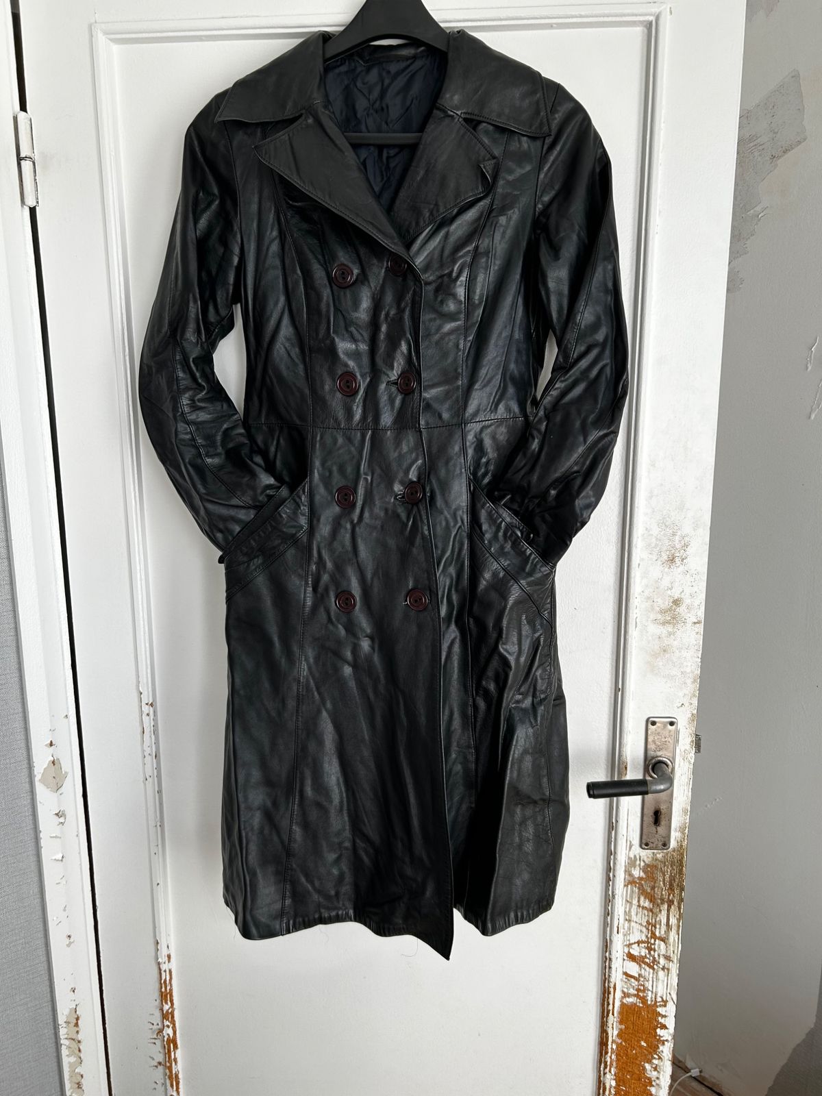 Leather trench coat