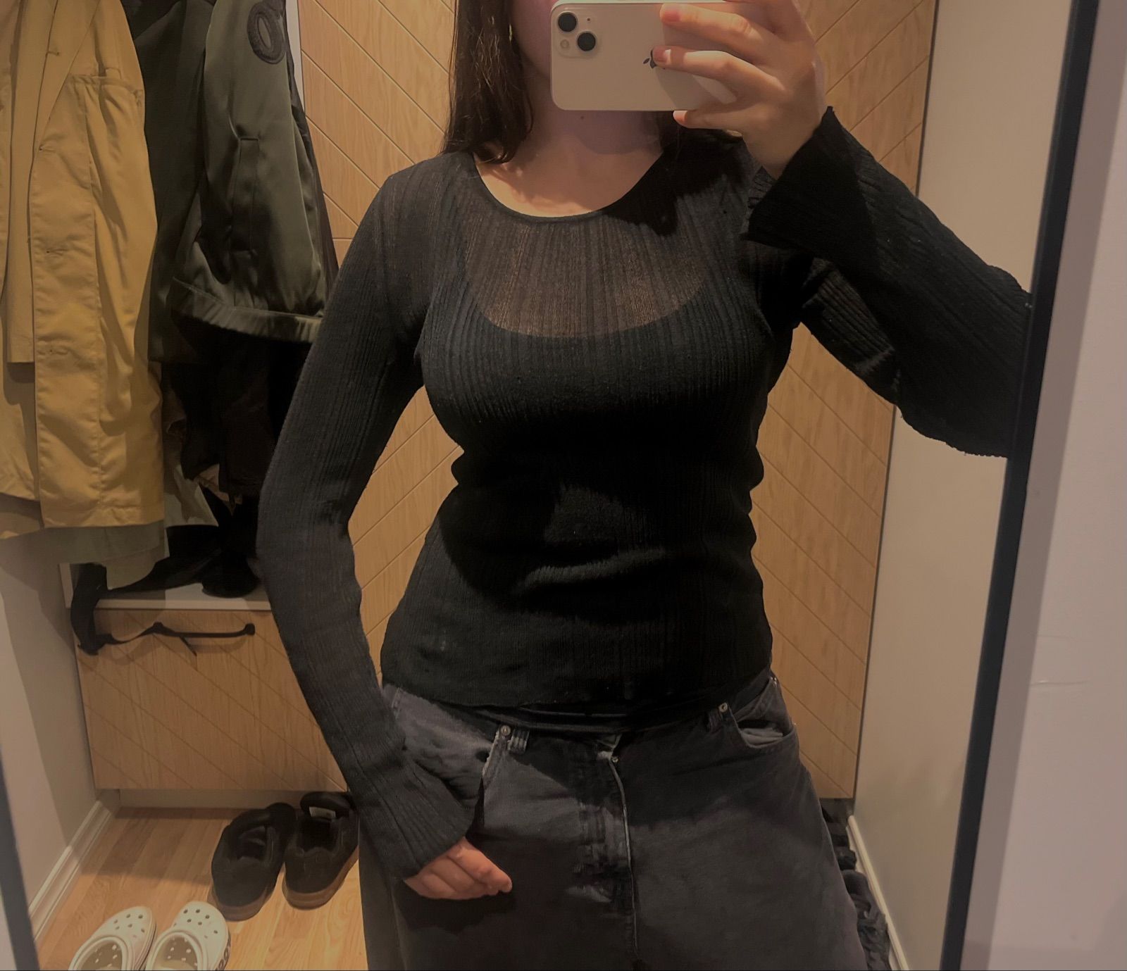 Cute Ribbed long-sleeve top