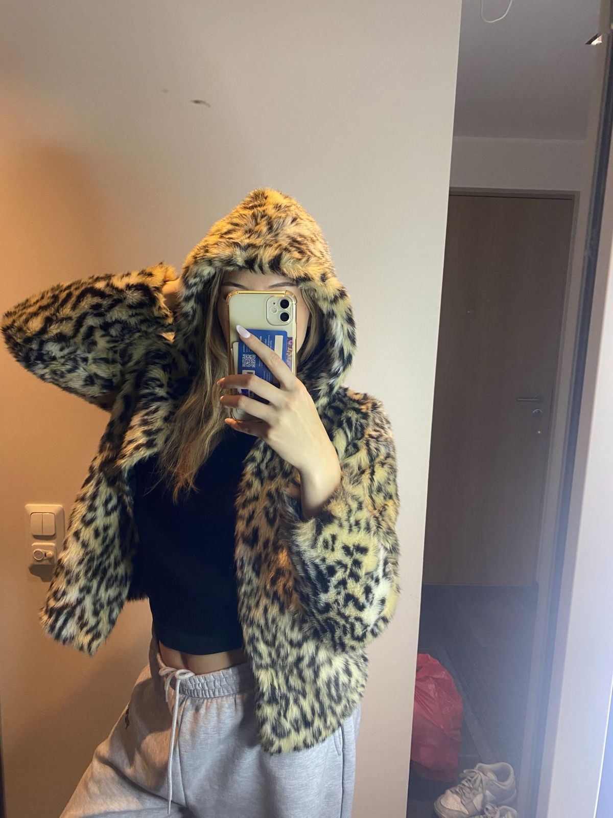 Faux fur leopard jacket
