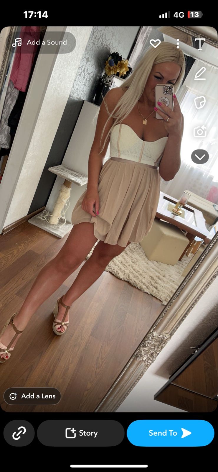 Beige pleated dress