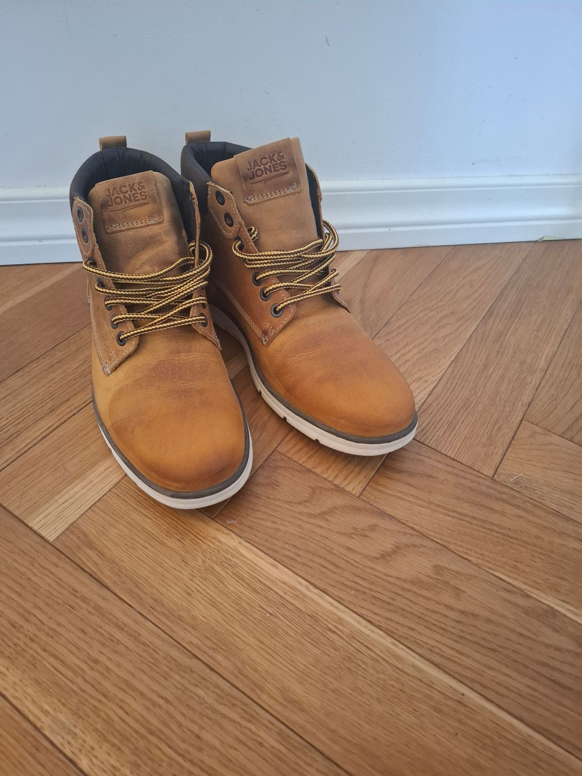 Brown leather boots