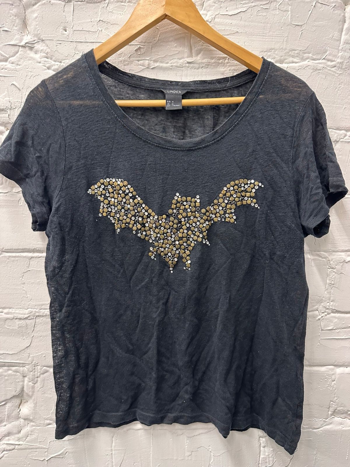 Black studded bat t-shirt