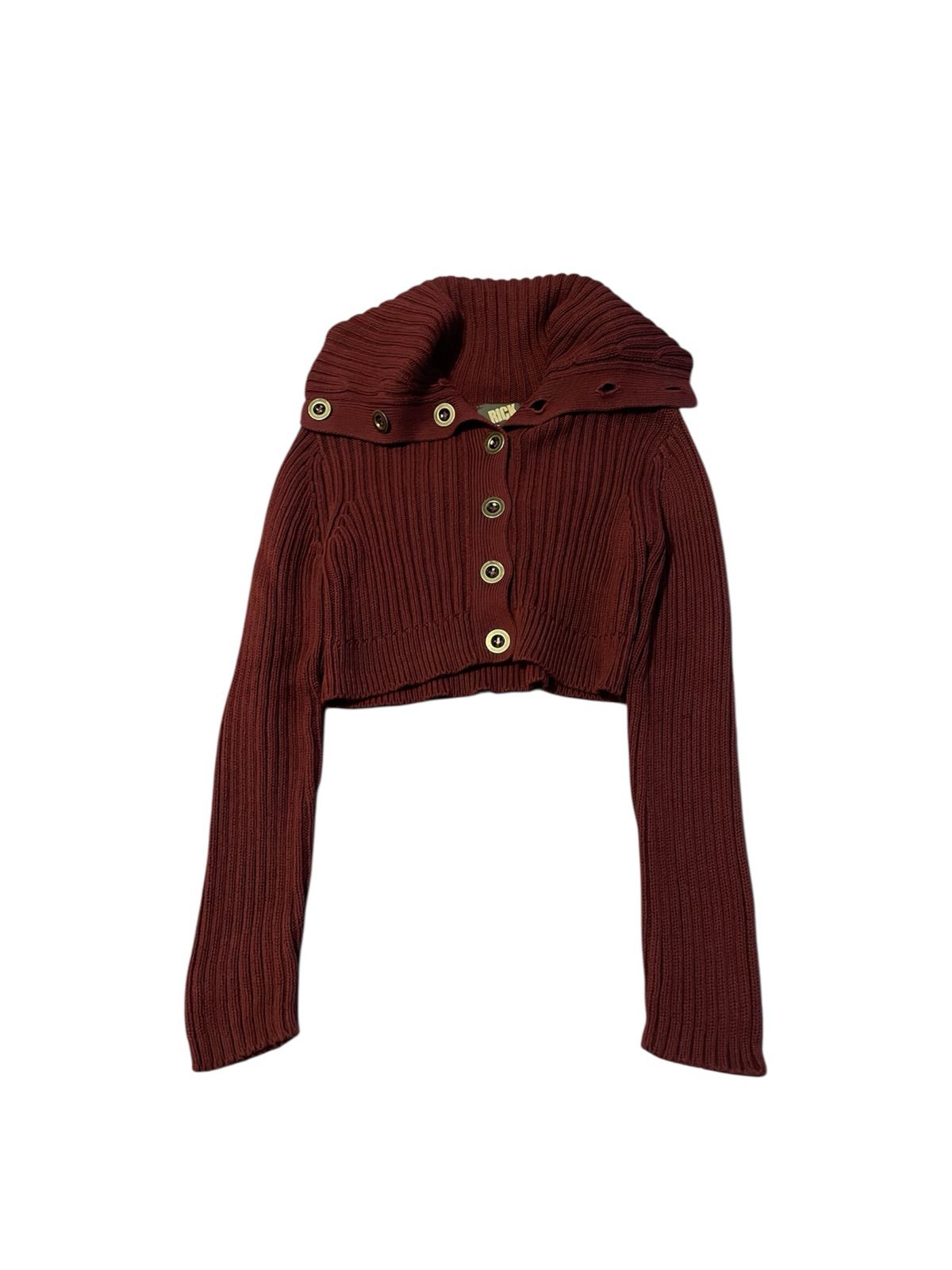 Cropped rib knit sweater