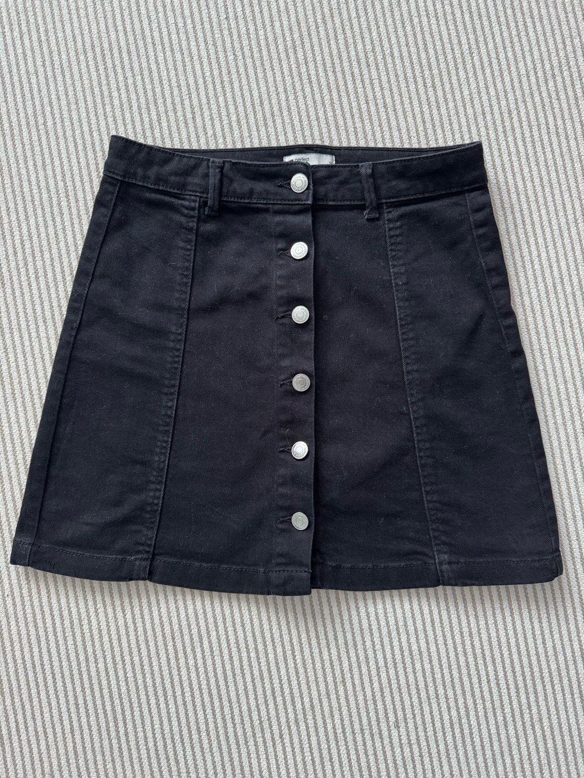 Button front denim skirt