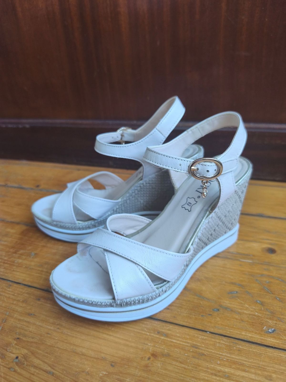 White wedge sandals
