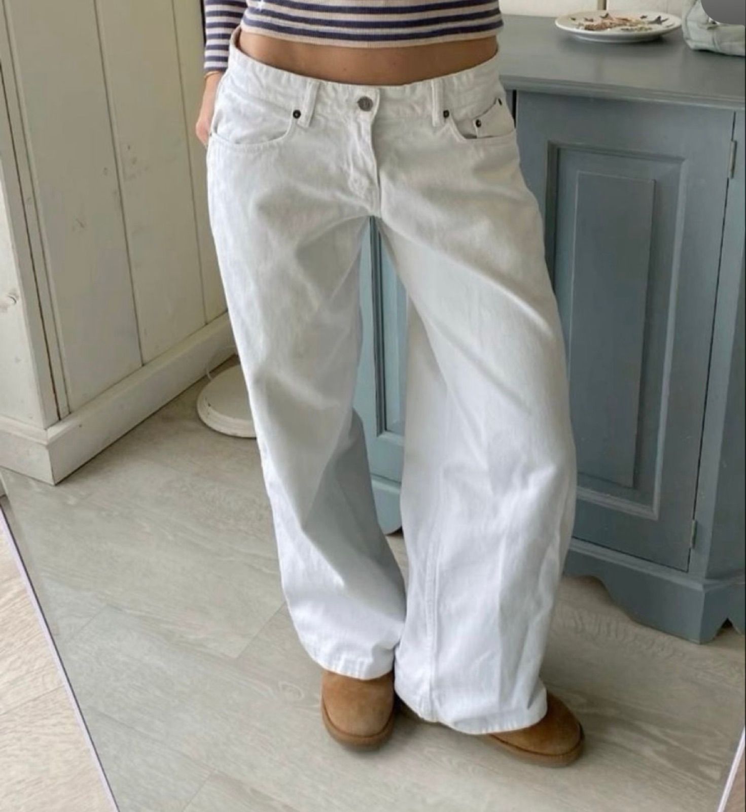 Wide white jeans